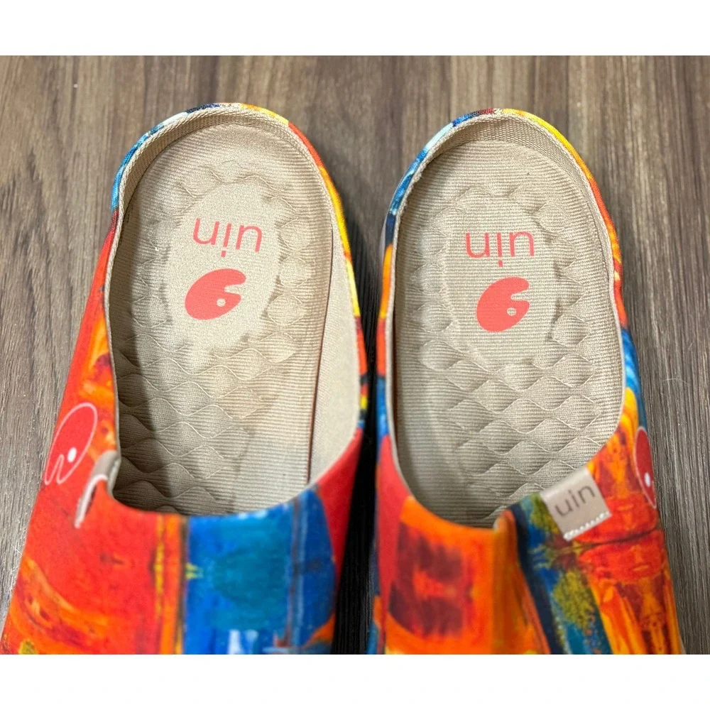 UIN Color Zone Mens Abstract Oil Painting Print Slipper Mules Clogs Sz 11